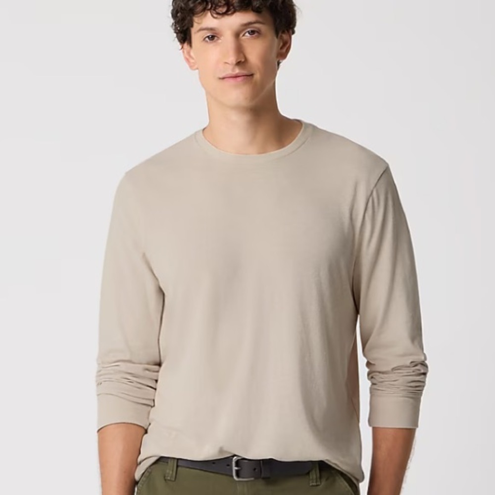 J crew heather oatmeal Long-sleeve washed jersey tee